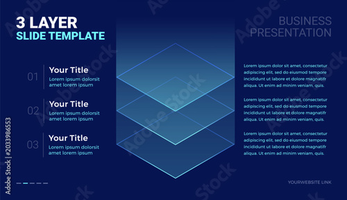 Tableau sur toile 3 layer stack futuristic tech diagram template with space for your text - modern