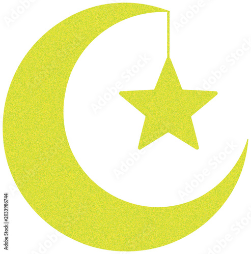 golden star button with moon