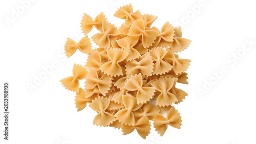 Φωτογραφία Small heap of raw dry farfalle bow tie pasta isolated on transparent background