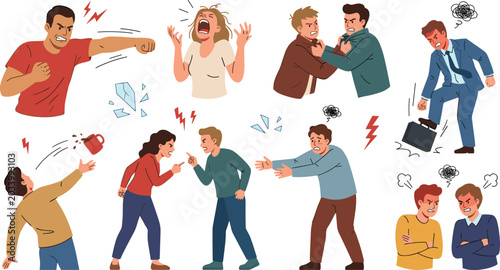 Foto Angry People Arguing, Workplace Conflict, Aggressive Behavior, and Emotional Str