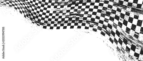 Fotografía Finish racing flag pattern with checkered design and grunge scratched texture, realistic vector background