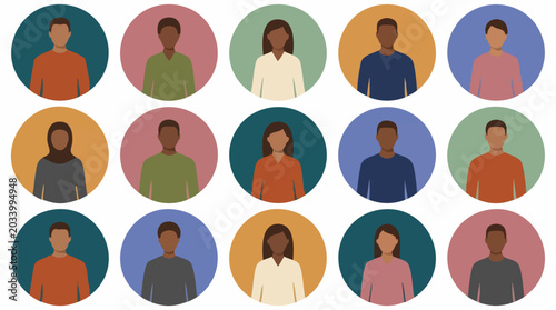 Tableau sur toile Diverse multi-ethnic people avatars set, user profile icons, different skin tone
