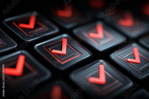 Modern Digital Interface with Checkmarks Symbolizing Success, Approval, and Verification in Business and Technology Settings