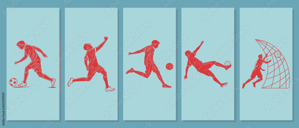 Foto Soccer player in various action poses set