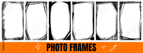 Schilderij op canvas Rectangle frames set with scratch spray paint and ink aerosol edge