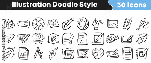 Schilderij op canvas Set of hand drawn doodle icons for various design projects