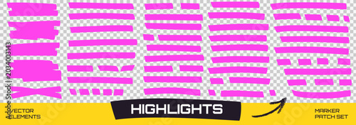 Fotografía Fuchsia neon highlight marker stripes with straight bold lines and patch shapes