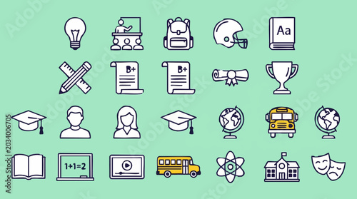 Εκτύπωση καμβά School and Education Vector Icons Set for Learning and Academic Success