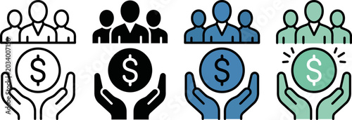 Photos Financial support and investment icons for business and community