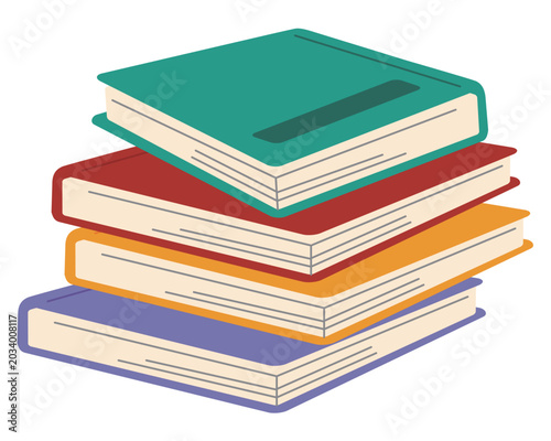 本や書籍が積み上がった積読本勉強教材ベクター素材