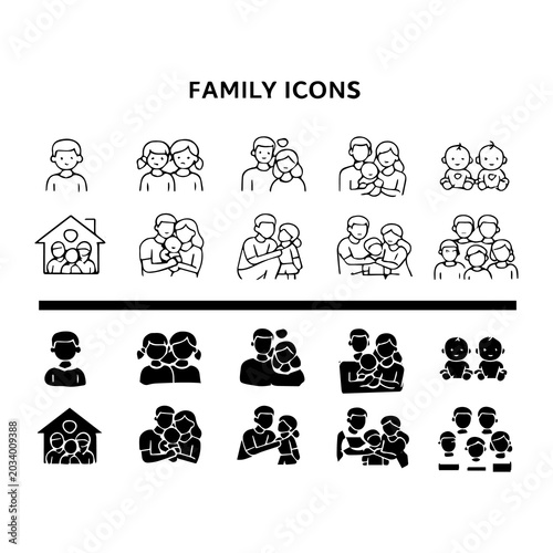 Family Connection Line Icon Collection