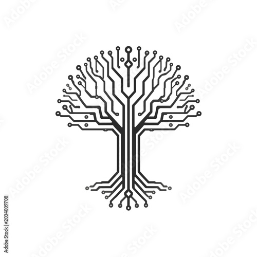 Vector trees depict network technologies.