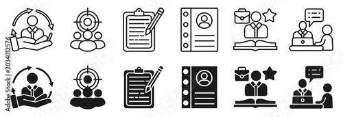 Fotografie Recruitment icon set. Headhunting and candidate symbol