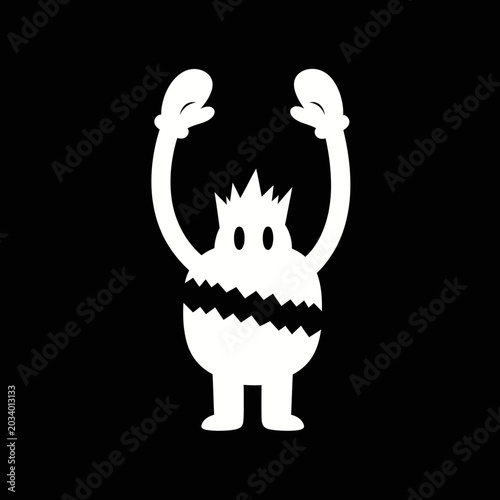 Fotografía Silhouette of a small, cartoonish creature with spiky hair, two large eyes, and