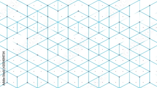 Abstract Geometric Pattern with Hexagonal Lines and Dots.