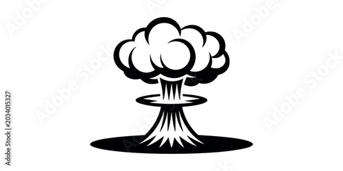 Tableau sur toile Black and white of a mushroom cloud explosion atomic bomb nuclear explosion  in