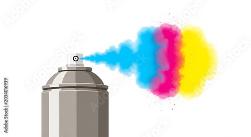 Spray paint with colorful mist