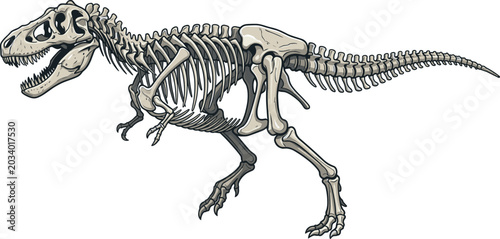 Foto Tyrannosaurus rex skeleton illustration showing detailed bones and anatomy of pr