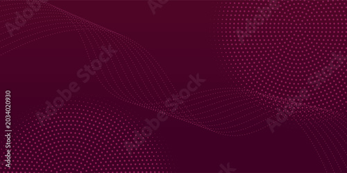 Abstract maroon abstract background with dynamic dot waves and halftone patterns. Elegant dark red luxury vector background for corporate identity, banner, presentation, and digital marketing.