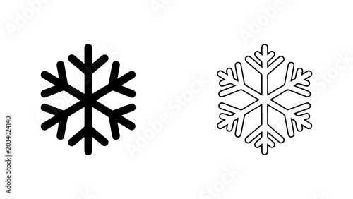 Black and White Snowflake Icon Set Vector