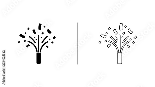 Party Popper Celebration Icons Set