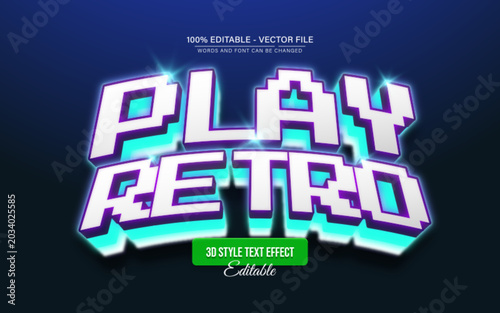 Play Retro Pixel 3D Editable Text Effect for Arcade Gaming Typography and Neon Title Design