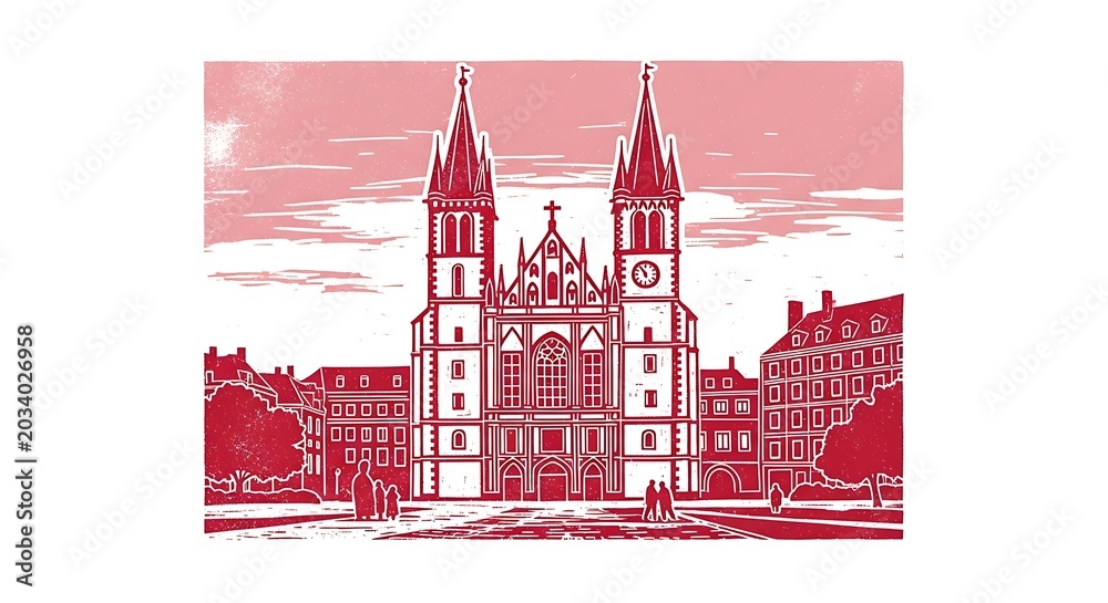 Obraz premium Architectural illustration of a cathedral
