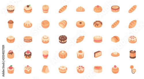 Fotografie Various baked goods icons set