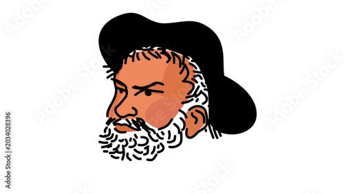 Photos Sancho Panza portrait, color vector illustration