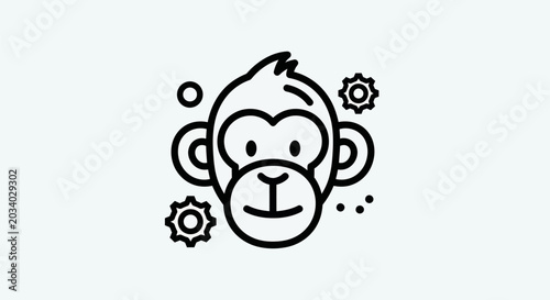 Photography Stylized monkey icon on white background