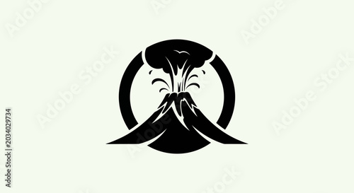 Fotografie Volcano erupting silhouette logo design