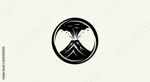 Bild auf Leinwand Volcano erupting silhouette logo design