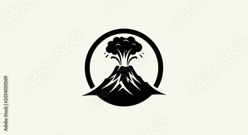 Canvas-taulu Volcano erupting silhouette logo design