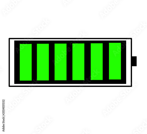 Green full battery icons collection isolated on white background for mobile apps, technology, and power concepts
