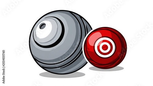 Grey and red bowling balls