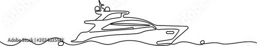 Foto Continuous line drawing Luxury yacht, boat, sailing vessel, watercraft, nautical