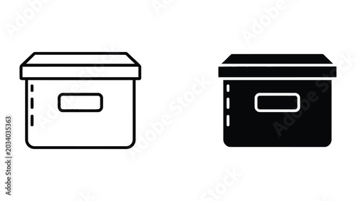 Simple storage box icon pair flat design