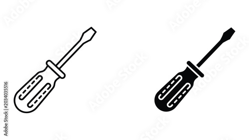 Canvastavla Black and white screwdriver icon set