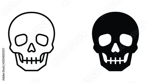 Foto Black and white skull icon pair contrast