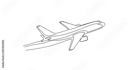 Foto Airplane flying through the sky fast.