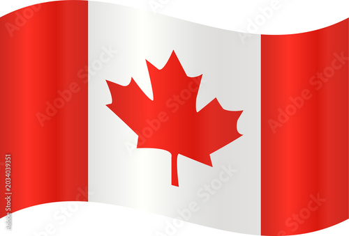 Realistic Canada Waving Flag Icon 3D Glossy Country Badge Vector