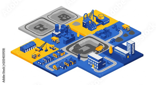 Isometric Digital Circuit Board with Electronic Components.