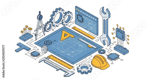 Isometric Illustration of Computer Repair and Maintenance Equipment.