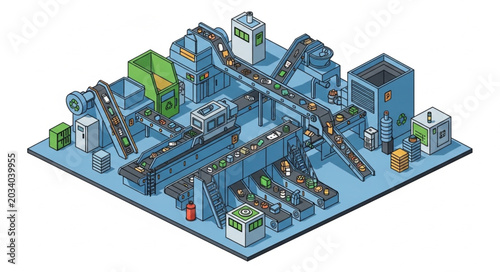 Isometric Illustration of Modern Cityscape with Buildings and Infrastructure.