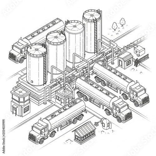 Isometric Illustration of Modern Urban Cityscape with Tall Skyscrapers and Transportation Infrastructure.