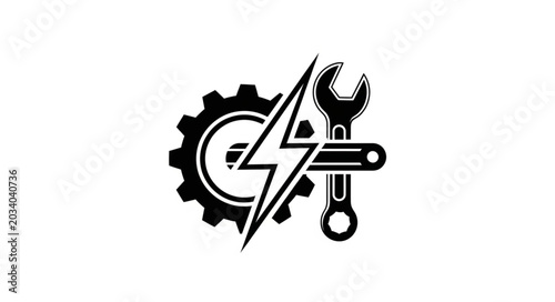 Mechanical Gear and Wrench Icon Symbolizing Engineering and Maintenance.