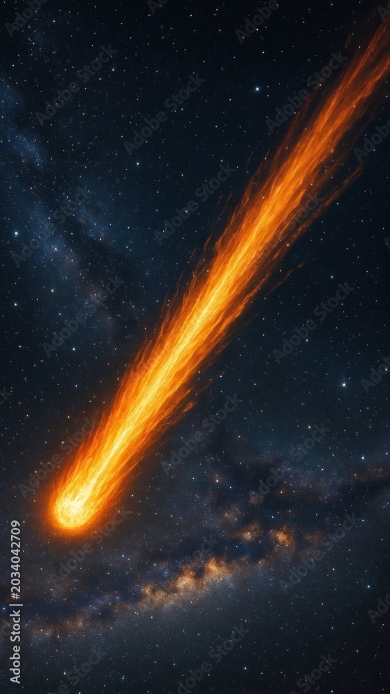 Obraz premium Fiery comet streaks cosmos mobile wallpaper