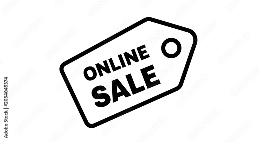 Obraz premium Online sale tag icon isolated black and white commercial design