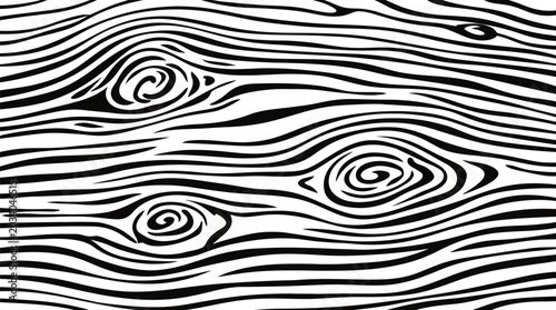 Принти на полотні Abstract black and white wood grain pattern vector illustration