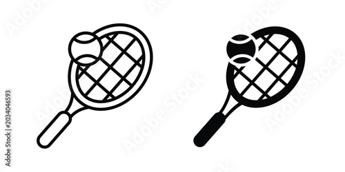 Tennis icon vector Illustration, Solid and stroke Style Icon